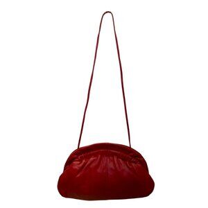 Vintage Brio Women’s Barbiecore Red Leather Gathered Shoulder Bag Size M